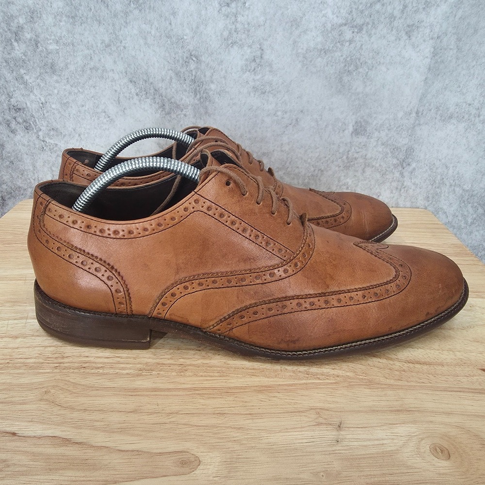Cole Haan Williams Derby Shoes Mens 10.5 Tan Leather Wingtip‎ Brogue Oxford